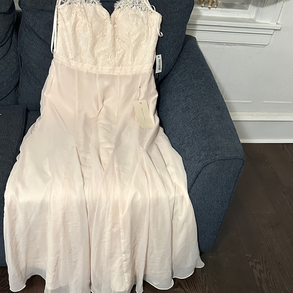 Champagne Lace Bodice Prom Dress in Cream